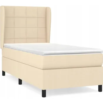 Postel Kontinentální postel 203x83x118/128 cm krémová s matrací 80x200x20 cm bílá