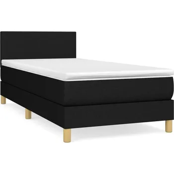 Postel Kontinentální postel černá 193 x 90 x 78/88 cm s matrací 90 x 190 x 20 cm