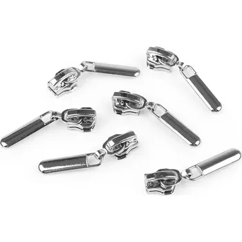 Zip Jezdec ke kovovým zipům No 5 ozdobný, střední, nikl