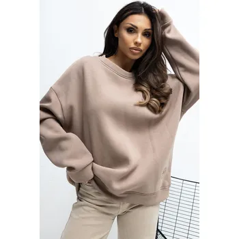 Dámská mikina RUE PARIS Oversize mikina Feel Good tmavě béžová Velikost: UNI