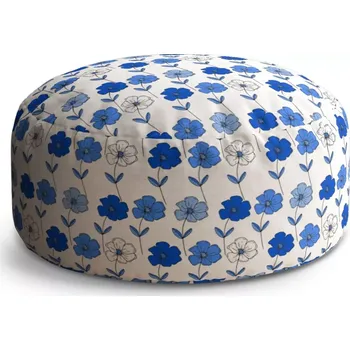Taburet Sablio Taburet Circle Modré květiny: 38x48 cm