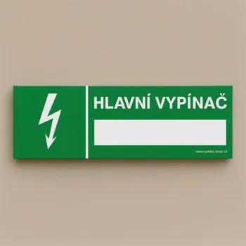 Traiva s.r.o. Hlavní vypínač verze1 Verze: Samolepka 150 x 50 mm tl. 0.1 mm - Kód: 00315