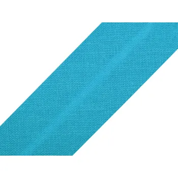 Šikmý proužek bavlněný šíře 20 mm zažehlený, střední, 596 122 tyrkys
