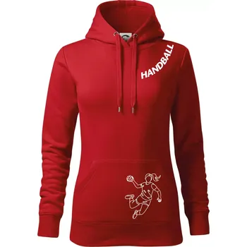Dámská mikina Handball nápis šikmo 1 - Mikina dámská Cape s kapucí - M ( Červená )