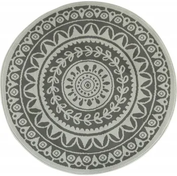 Koberec KOBEREC KULATÝ ŠEDÝ DO OBÝVACÍHO POKOJE MÓDNÍ MANDALA STYL BOHO KOLO LUNA průměr 160 cm