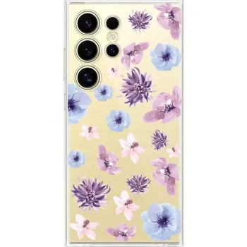 Pouzdro na mobilní telefon Pouzdro pro Samsung Galaxy S24 Ultra, modré a fialové květiny