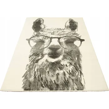 Koberec KOBEREC DO DĚTSKÉHO POKOJE ŠEDÝ KRÉMOVÝ S LAMOU V BRÝLÍCH LIMA 140x190 cm