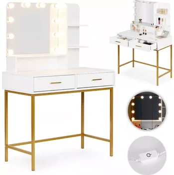 Toaletní stolek Toaletní stolek s LED zrcadlem, policemi a zásuvkami ModernHome