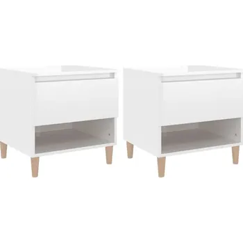 Noční stolek Elegantní bílé noční stolky z eukalyptového dřeva, 50x46x50 cm