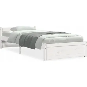 Postel Bílý rám postele z masivního borovicového dřeva 195,5 x 95,5 x 51 cm