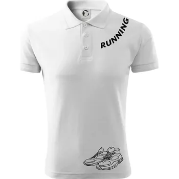 Pánská košile Running nápis šikmo - Polokošile pánská Pique Polo 203 - 5XL ( Bílá )