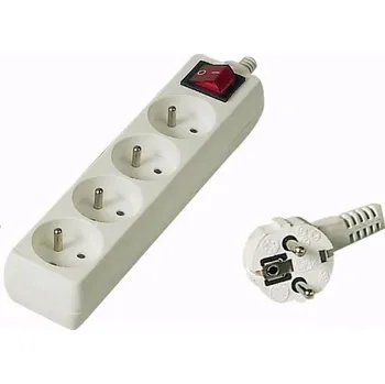Prodlužovací kabel PREMIUMCORD Prodlužovací přívod 230V 3m, 4 zásuvky + vypínač, bílá, pp4k-03