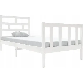 Postel Bílý dřevěný rám postele, borovice, 195,5 x 95,5 x 69,5 cm