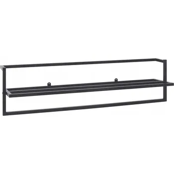 Věšák Držák na ručníky s poličkou, železo, černý, 95x25x22 cm