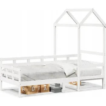 Zahradní lehátko Bílé lehátko se stříškou z masivního borovicového dřeva 203,5 x 88 x 69,5 cm