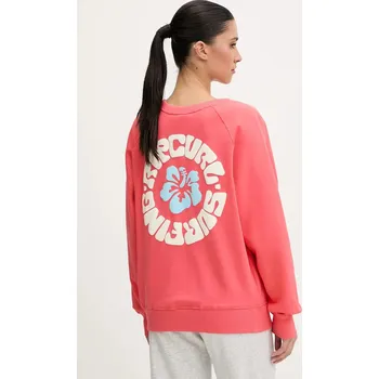 Dámská mikina Bavlněná mikina Rip Curl LUXE SURF dámská, růžová barva, s potiskem, 0ARWFL 38X, vel. L