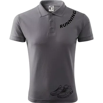 Pánská košile Running nápis šikmo - Polokošile pánská Pique Polo 203 - M ( Ocelově šedá )