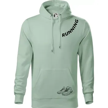 Pánská mikina Running nápis šikmo - Mikina pánská Cape s kapucí - 5XL ( Sage )