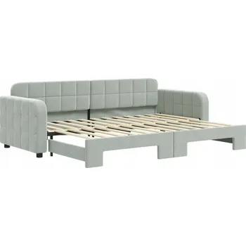 Pohovka Rozkládací sametová pohovka/postel světle šedá 223 x 91 x 71 cm