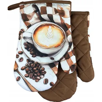 Chňapka Kuchyňské rukavice Magnet Cappuccino Káva Šálek Hnědá 2 ks