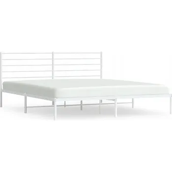 Postel Bílý kovový rám postele 219 x 187 x 90 cm, vhodná matrace 183 x 213 cm
