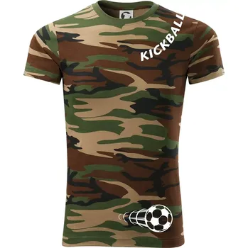 Pánské tričko Kickball nápis šikmo - Army CAMOUFLAGE - XS ( Hnědý maskáč )
