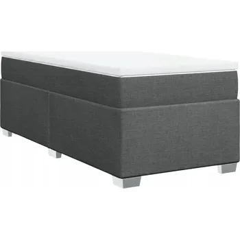 Postel Kontinentální postel 200 x 90 x 46 cm tmavě šedá s matrací a topperem