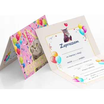 Pozvánka POZVÁNKA KOTĚ NA DĚTSKOU OSLAVU NAROZENIN + OBÁLKA DÁREK