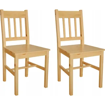 Jídelní set Sada 2 dřevěných jídelních židlí, masivní borovicové dřevo, přírodní, 41,