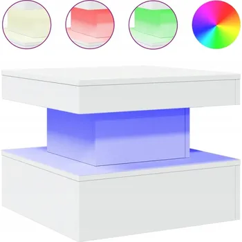 Konferenční stolek LED konferenční stolek z dřevovláknité desky, bílý, 50x50x40 cm