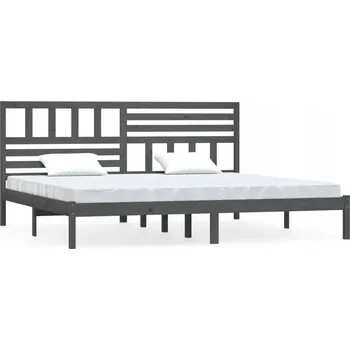 Postel Dřevěný rám postele s čelem 205,5 x 206 x 100 cm, šedá