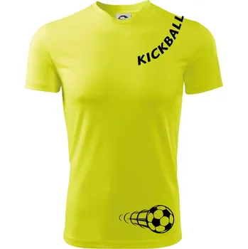Chlapecké tričko Kickball nápis šikmo - Dětské triko sportovní (dresovina) - 158 cm/12 let ( Neonově žlutá )