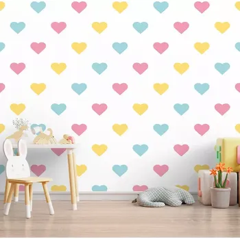 Tapeta Sablio Tapeta Tříbarevná srdíčka - 125x75 cm