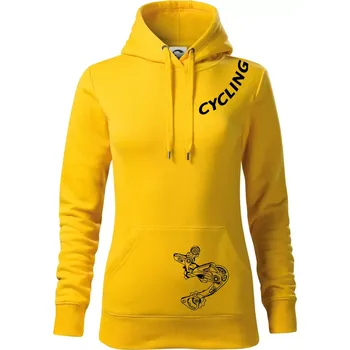 Dámská mikina Cycling nápis šikmo - Mikina dámská Cape s kapucí - S ( Žlutá )