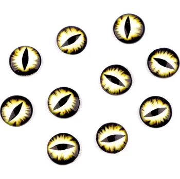 Skleněné oči k nalepení kočka, drak Ø10 a 12 mm, malé, 9 (10 mm) žlutá světlá