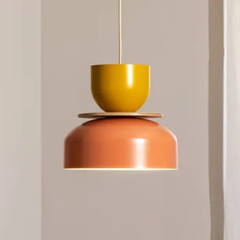 ALDEX Závěsné světlo Uto, korálová/žlutá, Ø 30 cm, kov korálová, žlutá 1 x 15 W LED - Doprava zdarma