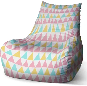 Sedací pytel Sablio Sedací vak Bean Tříbarevné trojúhelníky - 100 x 90 x 45 cm
