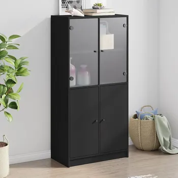 Organizace kuchyně vidaXL Highboard s dvířky černý 68 x 37 x 142 cm kompozitní dřevo