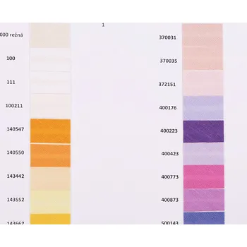 Šikmý proužek bavlněný, paspulka VZORKOVNICE 14;20;30;40mm