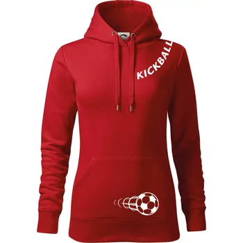 Dámská mikina Kickball nápis šikmo - Mikina dámská Cape s kapucí - XS ( Červená )