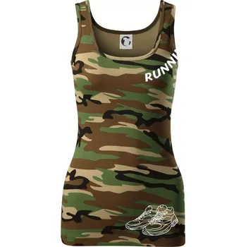 Running nápis šikmo - Dámské Maskáčové tílko - M ( Hnědý maskáč )