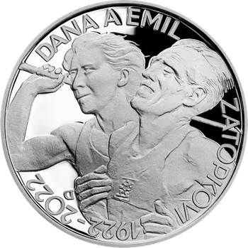 Česká mincovna Stříbrná mince 200 Kč Dana Zátopková a Emil Zátopek | 2022 | Proof | 13 g
