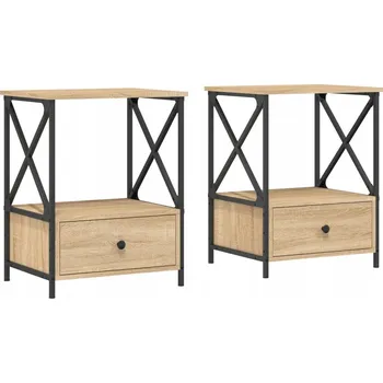 Noční stolek Industriální noční stolky, dub sonoma, 50 x 41 x 65 cm, plast a železo