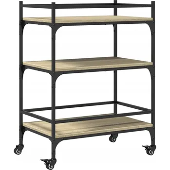 Servírovací stolek Kuchyňský vozík vintage, dub sonoma, 65x40x86,5 cm, 4 kolečka, 2 s brzdou