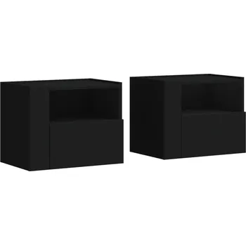 Noční stolek Noční stolek nástěnný se zásuvkou, černý, 45 x 30 x 35 cm