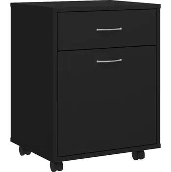 Komoda Kancelářská skříňka na kolečkách, černá, 45 x 38 x 54 cm, 1 dveře, 1 šuplík