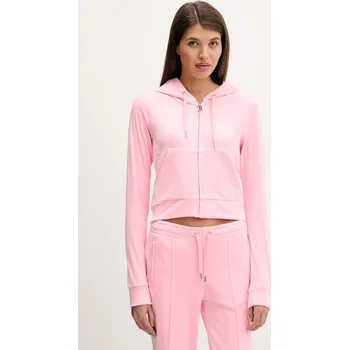 Pánská mikina Velurová mikina Juicy Couture béžová barva, s kapucí, s aplikací, JCWAS225306 30X, vel. S