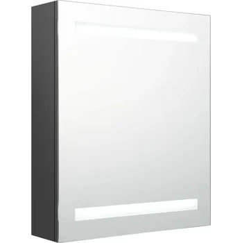 Koupelnový nábytek Koupelnová skříňka se zrcadlem a LED osvětlením, šedá, 50x14x60 cm