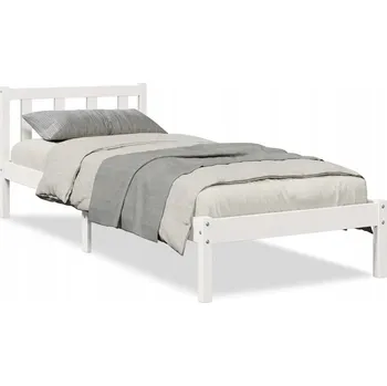 Postel Bílá postel z masivního borovicového dřeva 215,5 x 105,5 x 69,5 cm