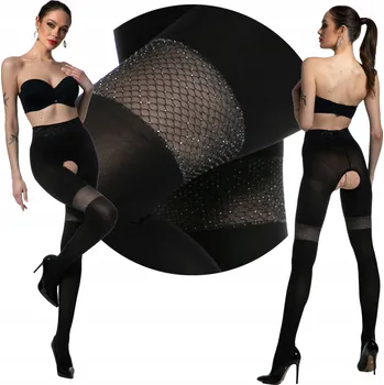 Dámské punčochy Punčocháče Amour Amour Glamour 80 DEN černé Black velikost 3/4